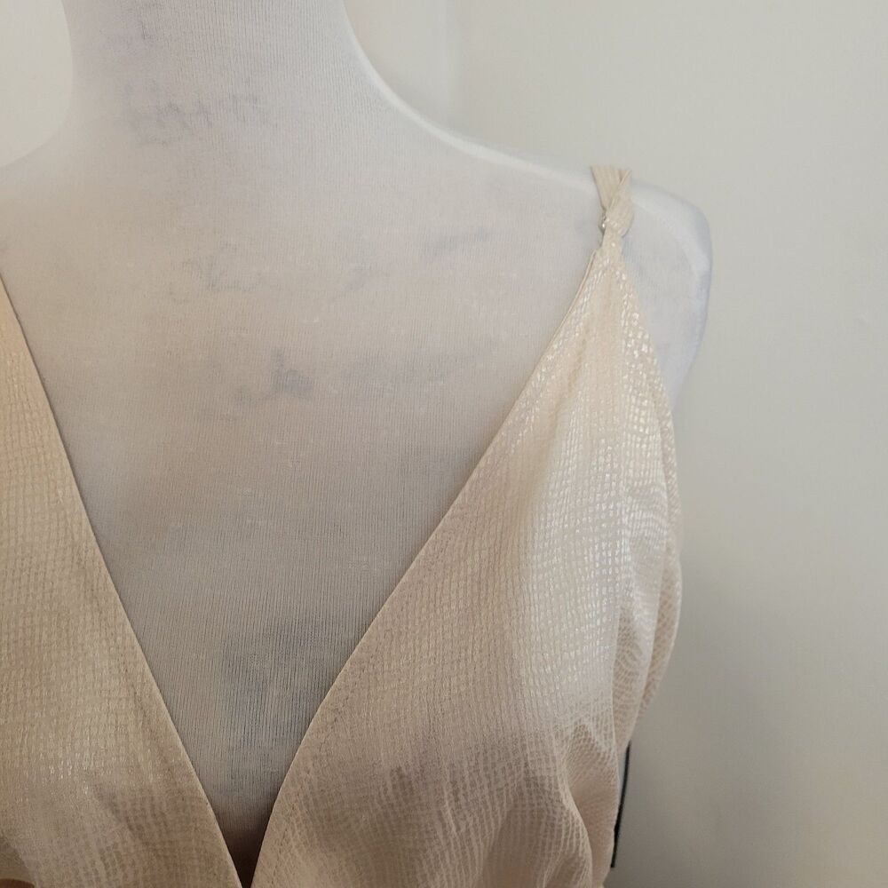 BCBG Max Azria Women’s One-Shoulder Wrap Blouse Beige Size Large NWT - Picture 8 of 10